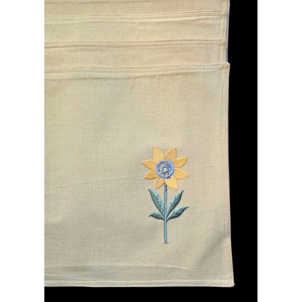 Bardwil Linens CHELSEA GARDEN Placemats Spring Flower Embroidery Yellow Set of 4